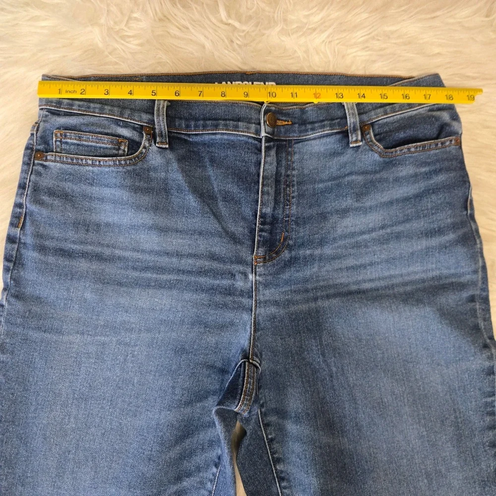 Lands' End Medium Wash Straight Leg Stretch Denim Jeans Petite 16 Blue
